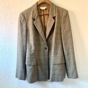 Vintage Michael Kors Brown Plaid One Butto…